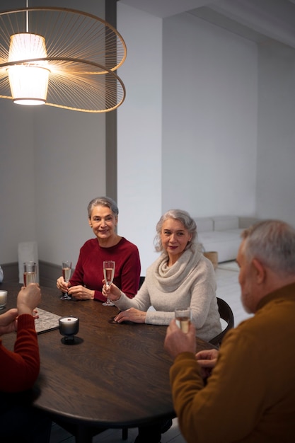 Elder group of friends partying