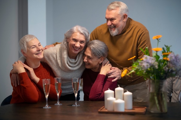 Free photo elder group of friends partying