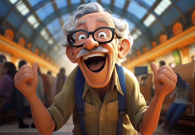 Free Photo elder man cartoon character smiling