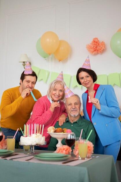 Elderly people celebrating their birthday