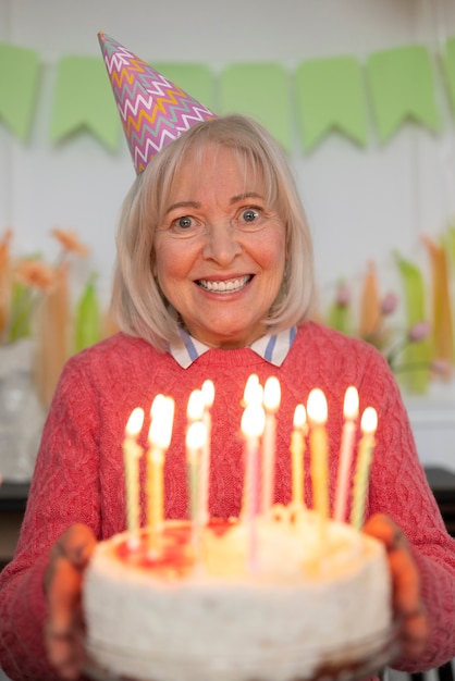 Elderly person celebrating their birthday