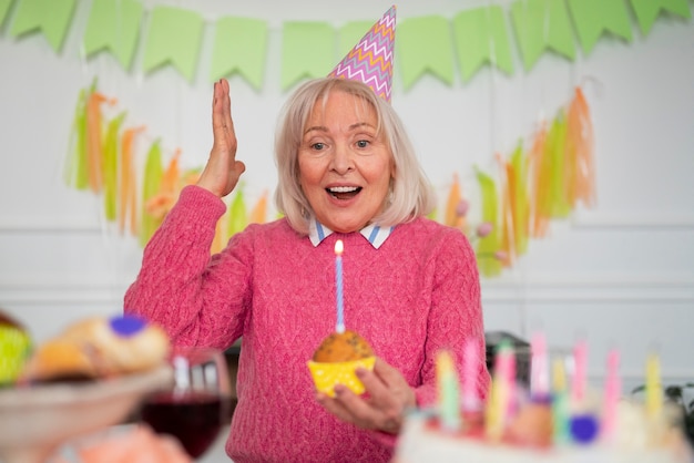 Elderly person celebrating their birthday