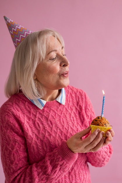 Elderly person celebrating their birthday