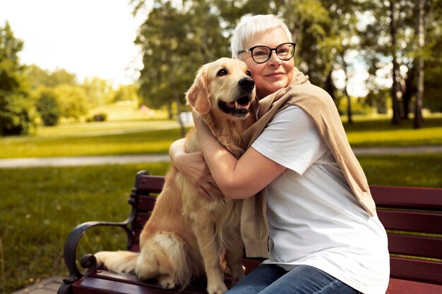 Elderly person spendng tim with their pets