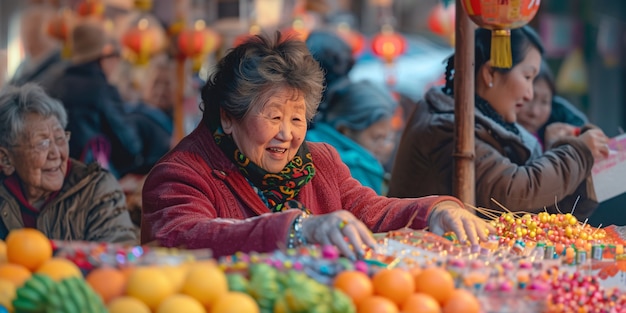 Free photo elderly woman shopping during customer day