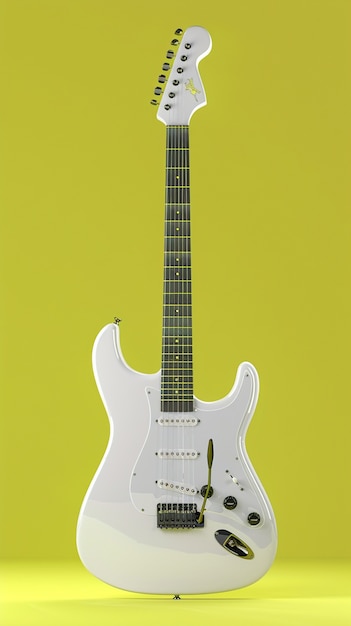 Free Photo electric guitar with neon light still life