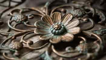 Free photo elegant antique metal souvenir with ornate floral pattern generated by ai