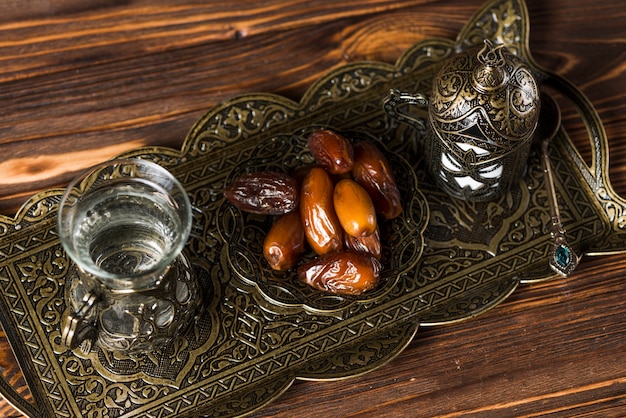 Elegant arabic food composition for ramadan