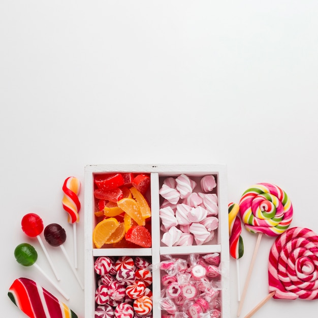 Free Photo elegant arrangement of candies with copy space