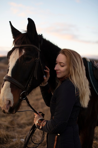 Elegant horse silhouette against dawn sky