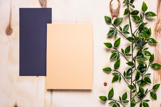 Elegant invitation on wooden table