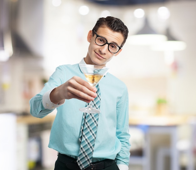 Elegant man with a glass