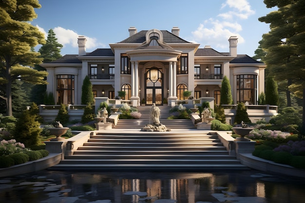 Free Photo elegant neoclassical mansion background