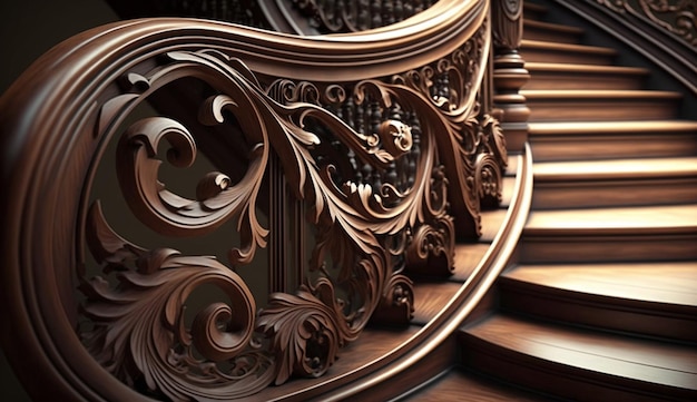 Free Photo elegant staircase of ornate metal spiral design generated by ai