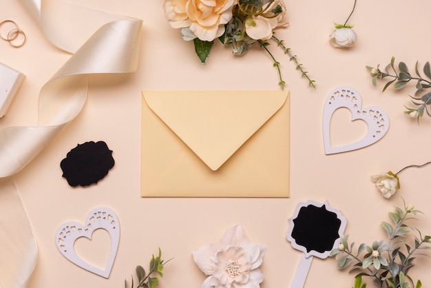 Elegant wedding invitation on the table