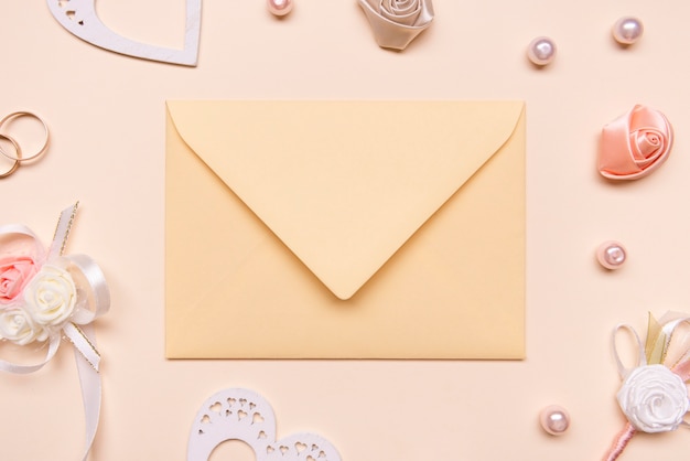 Elegant wedding invitation on the table