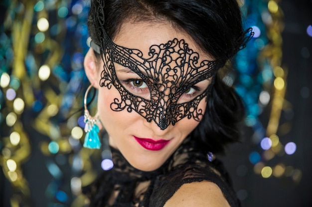 Free Photo elegant woman celebrating venetian carnival