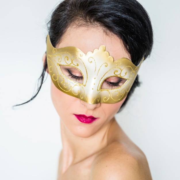 Elegant woman celebrating venetian carnival