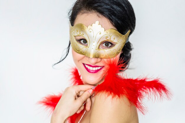 Elegant woman celebrating venetian carnival