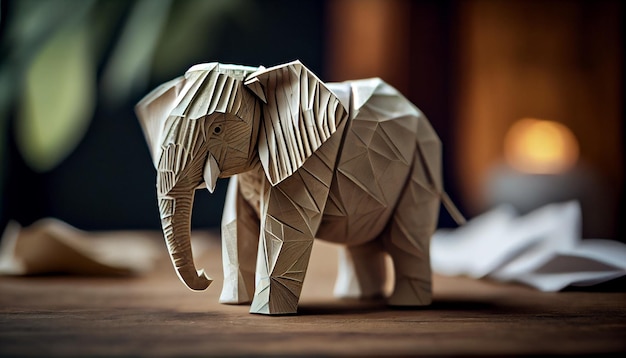 Free photo elephant sculpture on wood abstract design indoors generated by ai