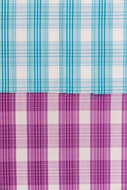 Free photo elevated view of blue and purple pattern fabric