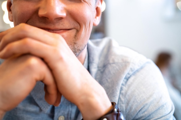 Emotional portrait of a young man closeup