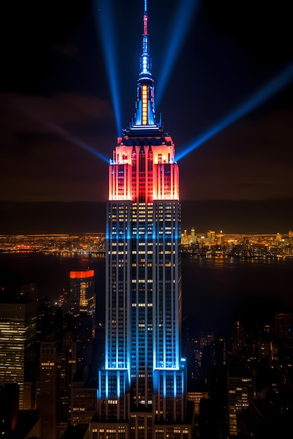 Free photo empire state building at night