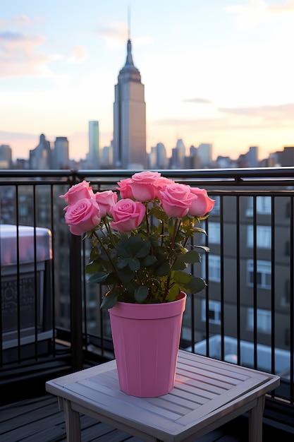 Free photo empire state building seen from apartment