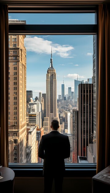 Empire state building seen from apartment