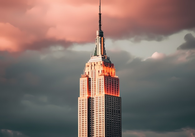 Free Photo empire state building at sunset