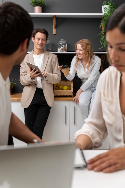 Free photo employee showing appreciation to each other