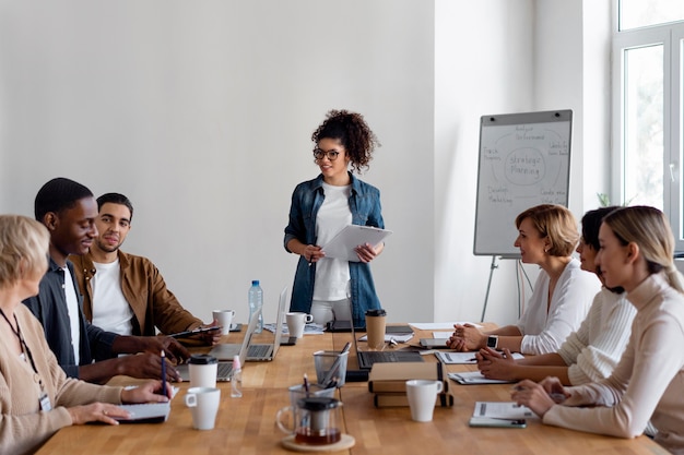 Employees in business meeting