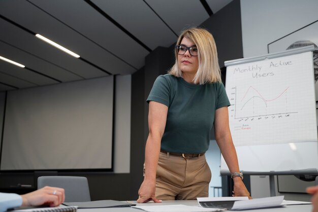 Empowered business woman working in the city