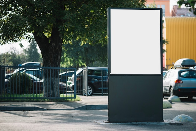 Empty billboard on parking lot