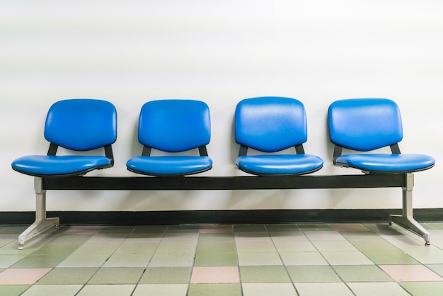 empty blue leather chair