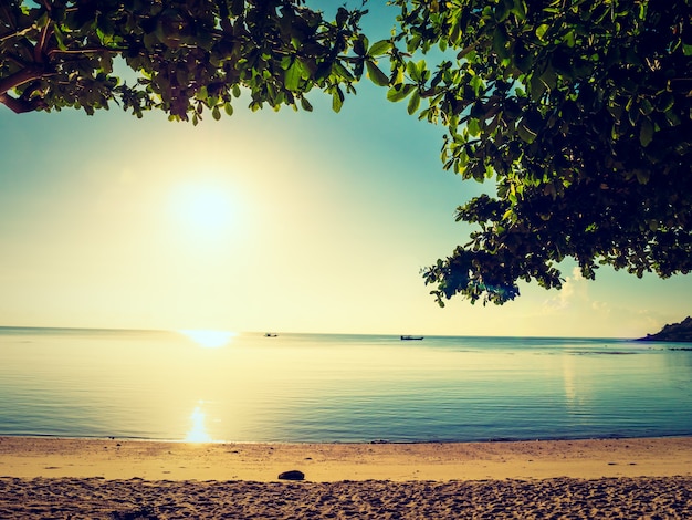 Empty chair on the tropical beach sea and ocean