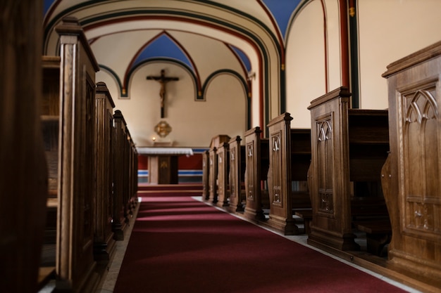 Empty christian church building