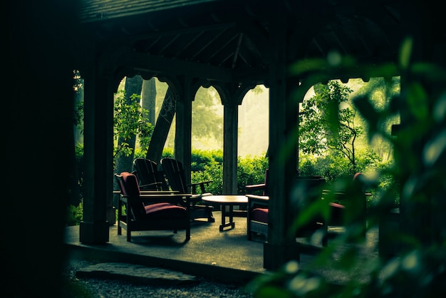 Empty gazebo in the garden