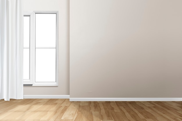 Empty living room interior design with window and white curtain