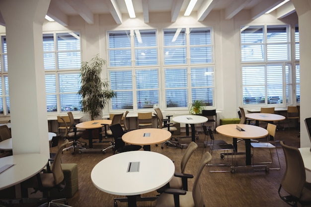 Empty office workplace with table and chair