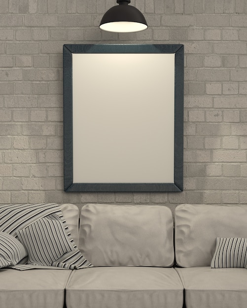 Free photo empty picture frame on wall