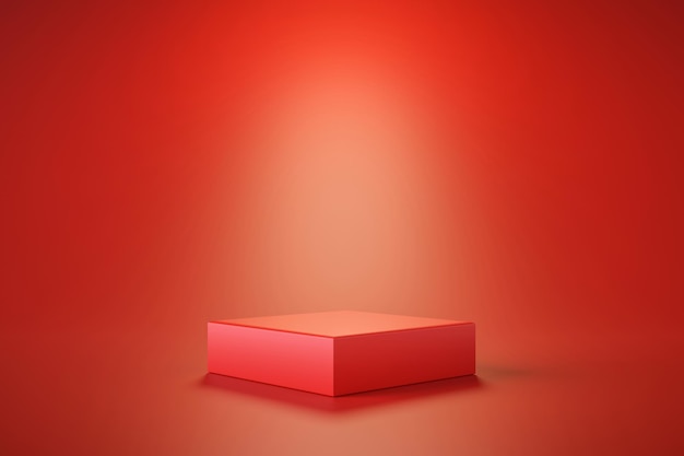 Free photo empty red podium pedestal modern stand product display abstract background 3d rendering