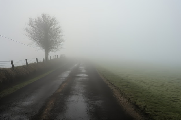 Free photo empty road in dark atmosphere