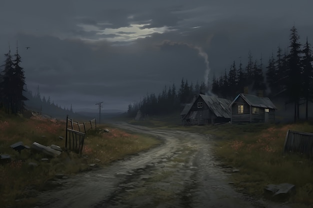 Empty road in dark atmosphere