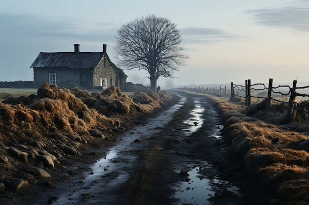 Free photo empty road in dark atmosphere