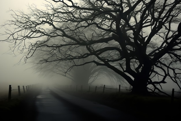 Free photo empty road in dark atmosphere