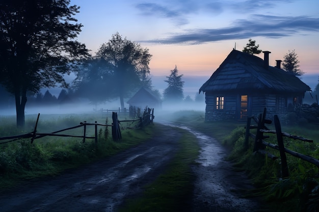 Free Photo empty road in dark atmosphere