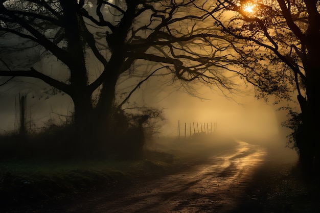 Free Photo empty road in dark atmosphere