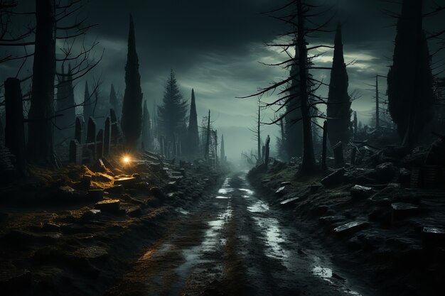 Empty road in dark atmosphere