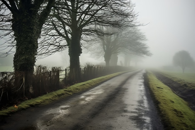 Free photo empty road in dark atmosphere